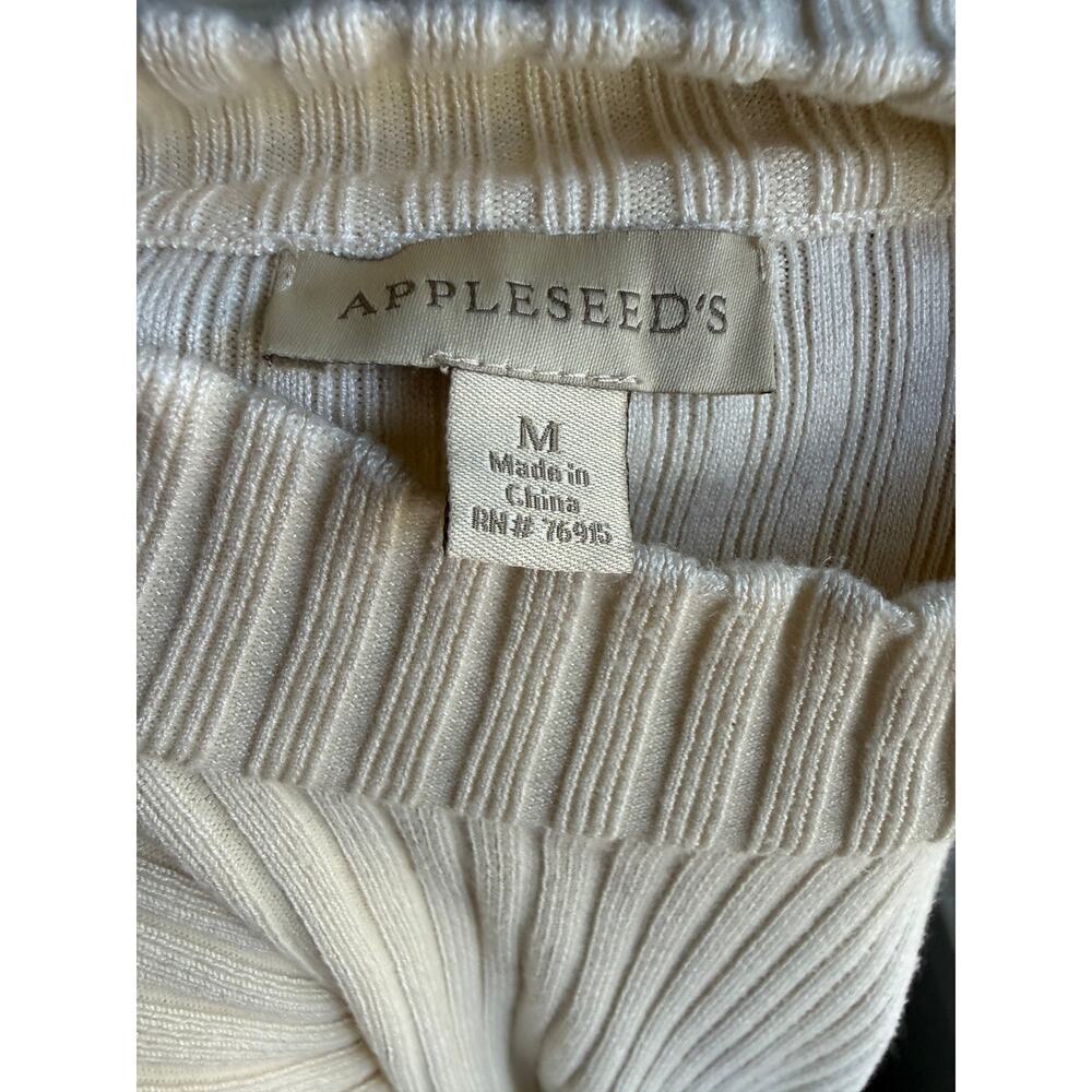 Ivory Ribbed Mock Neck Sweater Button Sleeve Quiet Luxury Soft Knit Medium - Picture 5 of 5